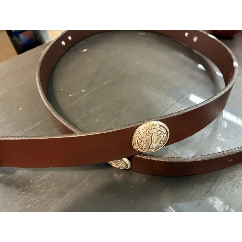 Brown Genuine Leather Belt with 4 Florida State University FSU Conchos 46 NEW